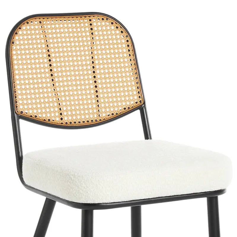 Upholstered Rattan Dining Chairs Side Chair Set of 2 - 33.86H x 18.9W x 22.83D