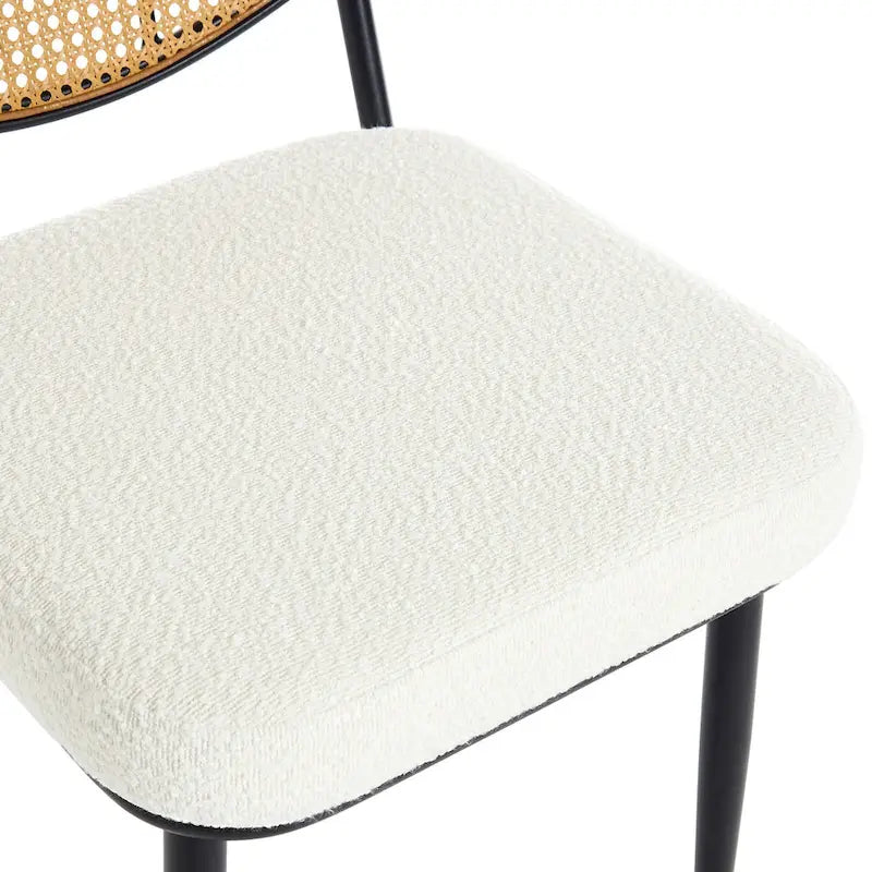 Upholstered Rattan Dining Chairs Side Chair Set of 2 - 33.86H x 18.9W x 22.83D