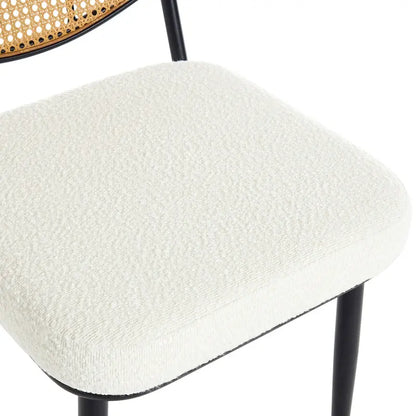 Upholstered Rattan Dining Chairs Side Chair Set of 2 - 33.86H x 18.9W x 22.83D