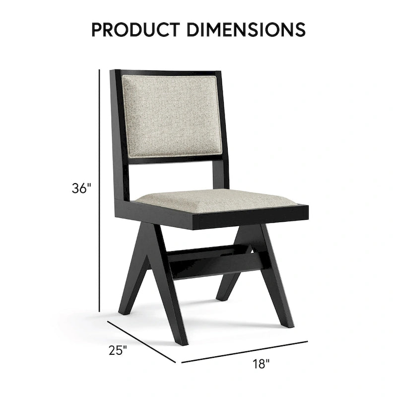 Modern 7-Piece Black Solid Wood 59-inch Round Dining Set