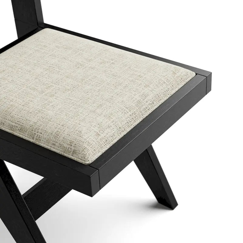 Modern 7-Piece Black Solid Wood 59-inch Round Dining Set