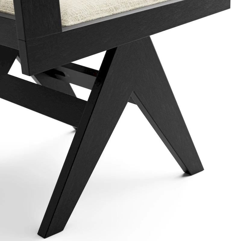 Modern 7-Piece Black Solid Wood 59-inch Round Dining Set