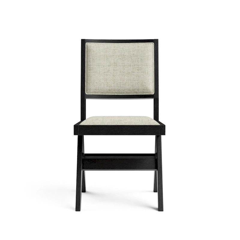 Modern 7-Piece Black Solid Wood 59-inch Round Dining Set