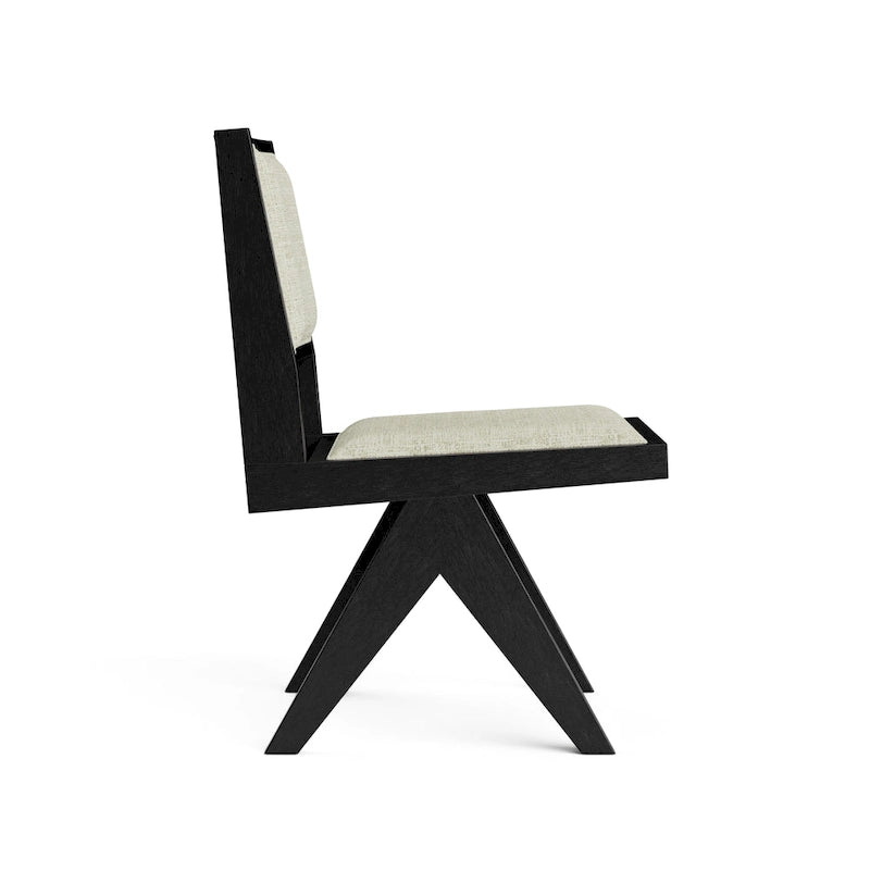 Modern 7-Piece Black Solid Wood 59-inch Round Dining Set