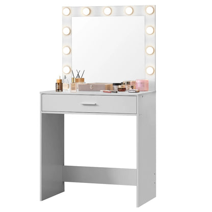 Girls Makeup dressing Table with 3 Color LED Lighting Modes