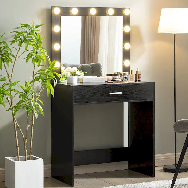 Girls Makeup dressing Table with 3 Color LED Lighting Modes