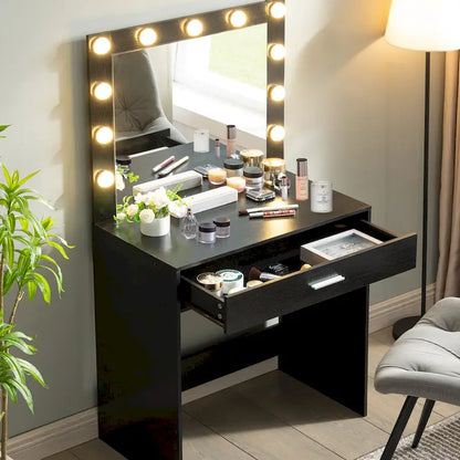 Girls Makeup dressing Table with 3 Color LED Lighting Modes