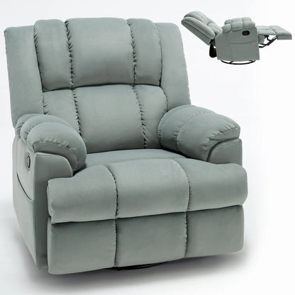 Green Oversized Manual Recliner with Swivel, Rocking, and Fabric Upholstery