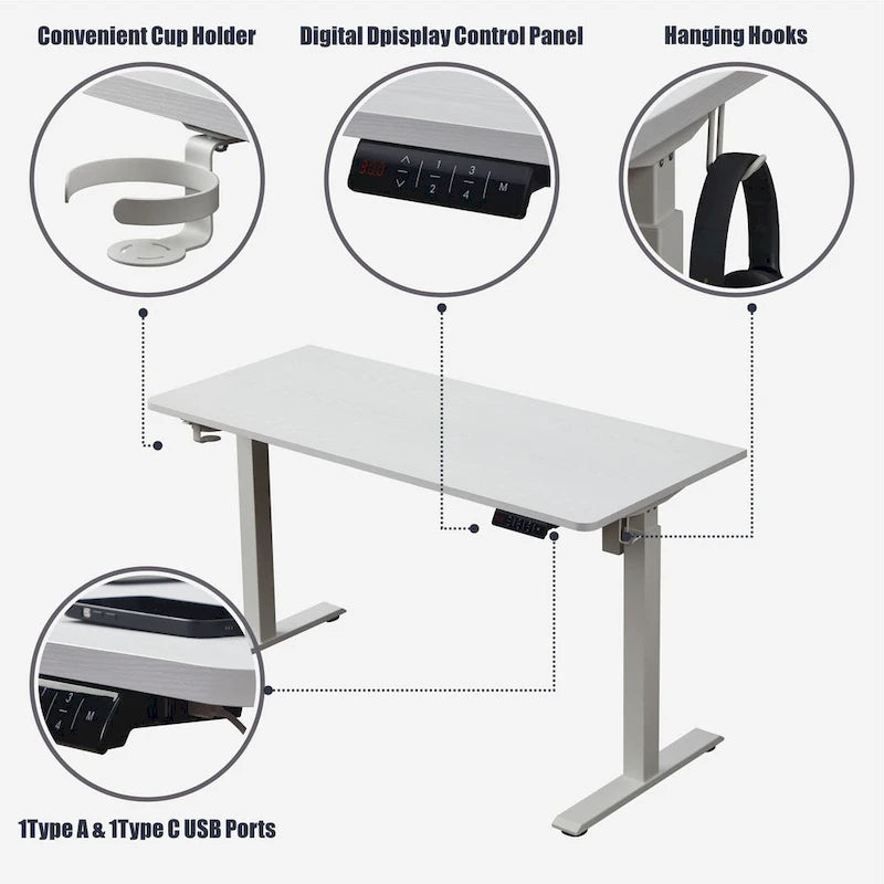 Electric Height Adjustable Desk - Sit Stand Workstation for Home Office, Memory Preset