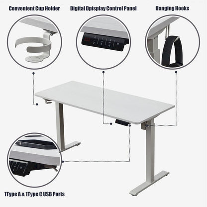 Electric Height Adjustable Desk - Sit Stand Workstation for Home Office, Memory Preset