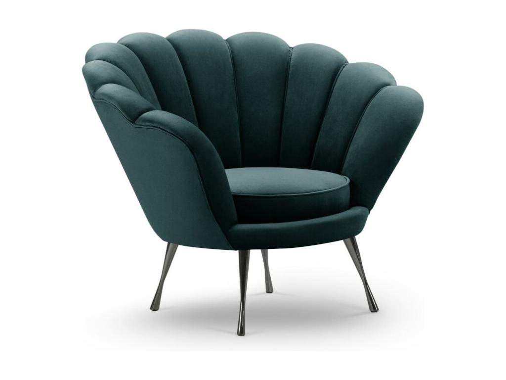Ventoriq - Fauteuil Ventoriq en velours pétrole - 98x78x76cm KGHM23287