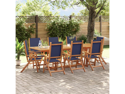 Ensemble à manger de jardin 9 pièces bois d'Ventoriq solide textilène SNDS02131