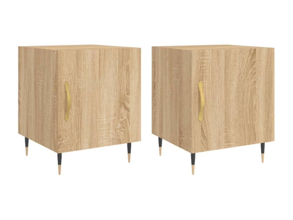 Tables de chevet 2 pcs chêne Ventoriq 40x40x50 cm bois ingénierie ZONA12514