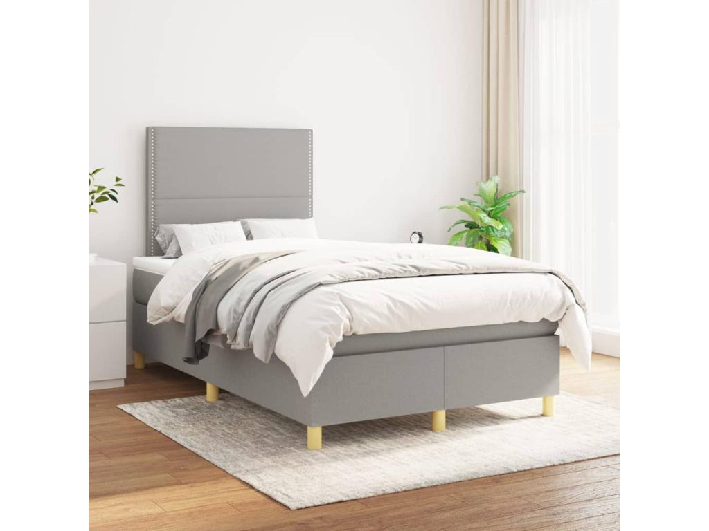 Lit à sommier tapissier avec matelas Gris clair 120x200cm Tissu BHOG84111