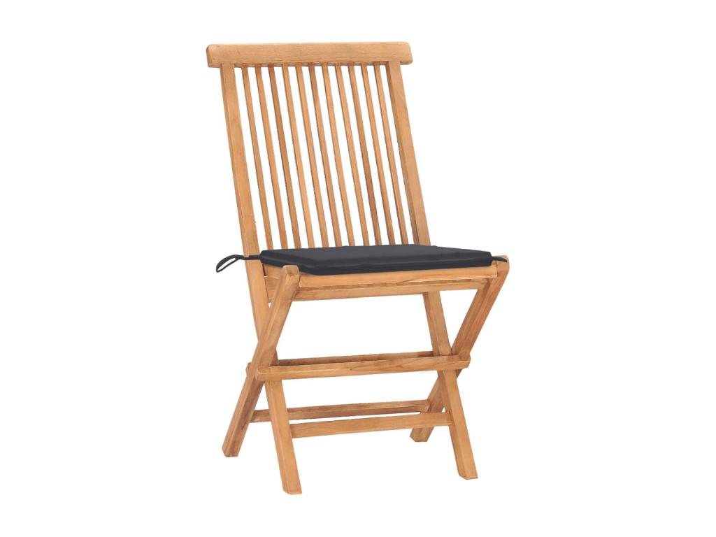 Mobilier à dîner d'extérieur pliable avec coussin 3 pièces Teck QRXA98826