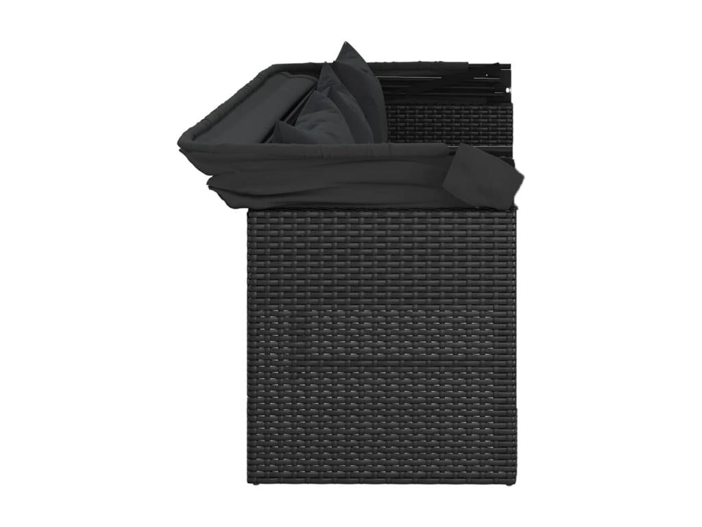 Ensemble de canapés de jardin 4 pièces et coussins noir poly rotin FUBU92977