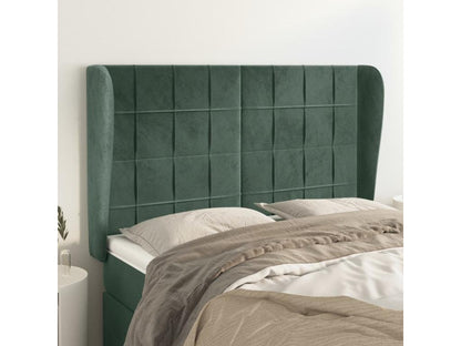Tête de lit avec oreilles Vert foncé 147x23x118/128 cm Velours BJUA43221