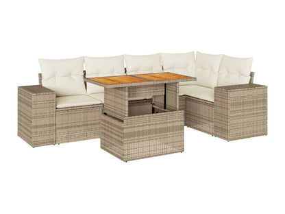 Salon de jardin avec coussins 6 pcs beige résine tressée UCRV47211