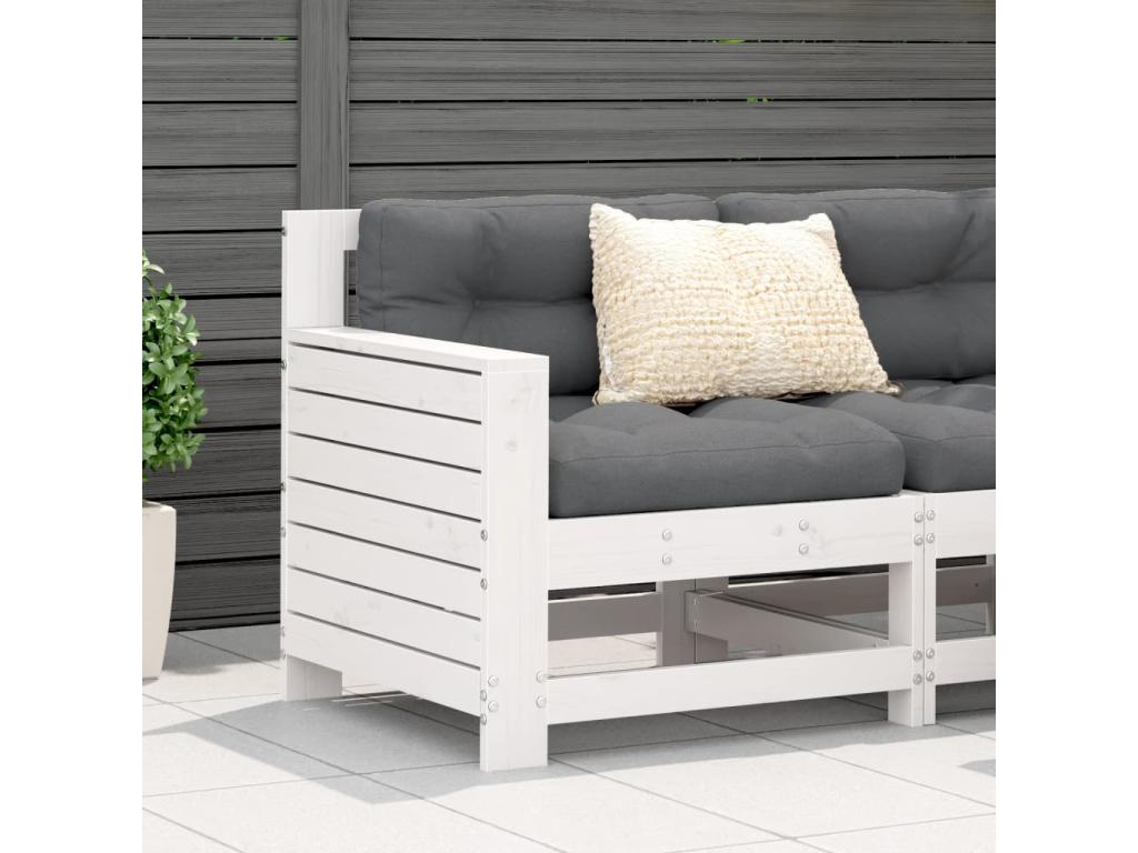 Canapé de jardin accoudoir blanc 69x62x70.5 bois pin massif DKMN93727