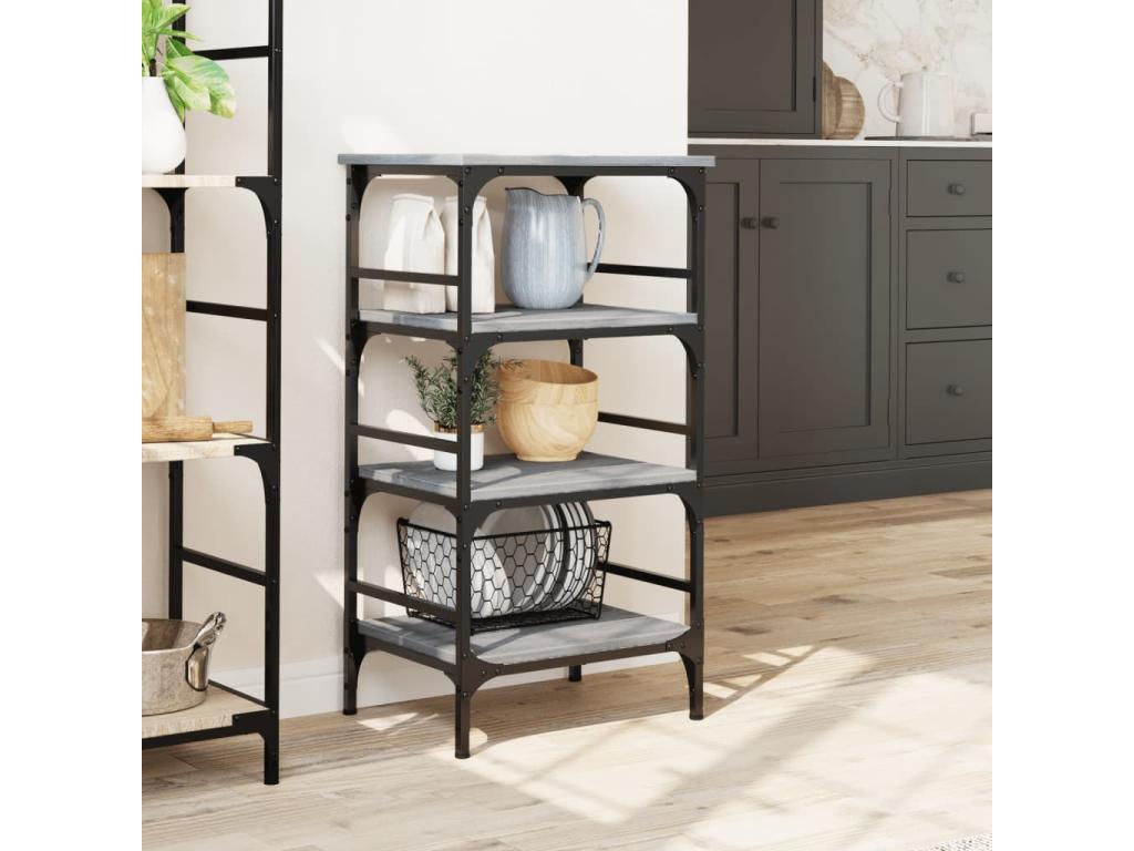 Chariot de cuisine Ventoriq gris 45x35x89.5 cm bois d'ingénierie QRBH82928