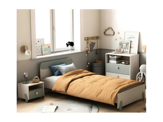 Chambre complète enfant 90x200 Bois Beige/vert - Ventoriq DPLA95940