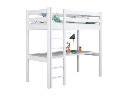 Lit mezzanine en bois - avec bureau N05 Blanc 80x200 RIKN81238