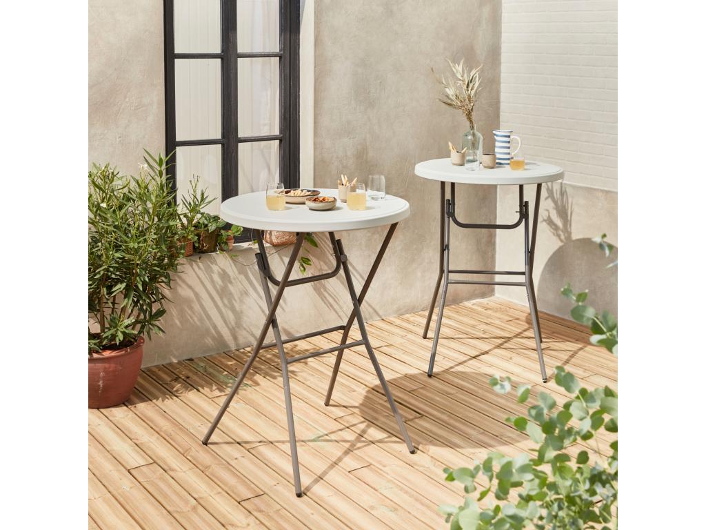 Lot de 2 tables hautes de réception – Boislis – Mange debout- pliables- 80cm x 110cm GNAM46271