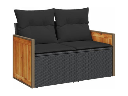 Salon de jardin 12 pcs avec coussins noir résine tressée CFEC25995
