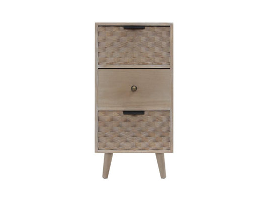 Table de Chevet Étroite en Bois avec 3 Tiroirs Marron Gain de Place JMIJ31405