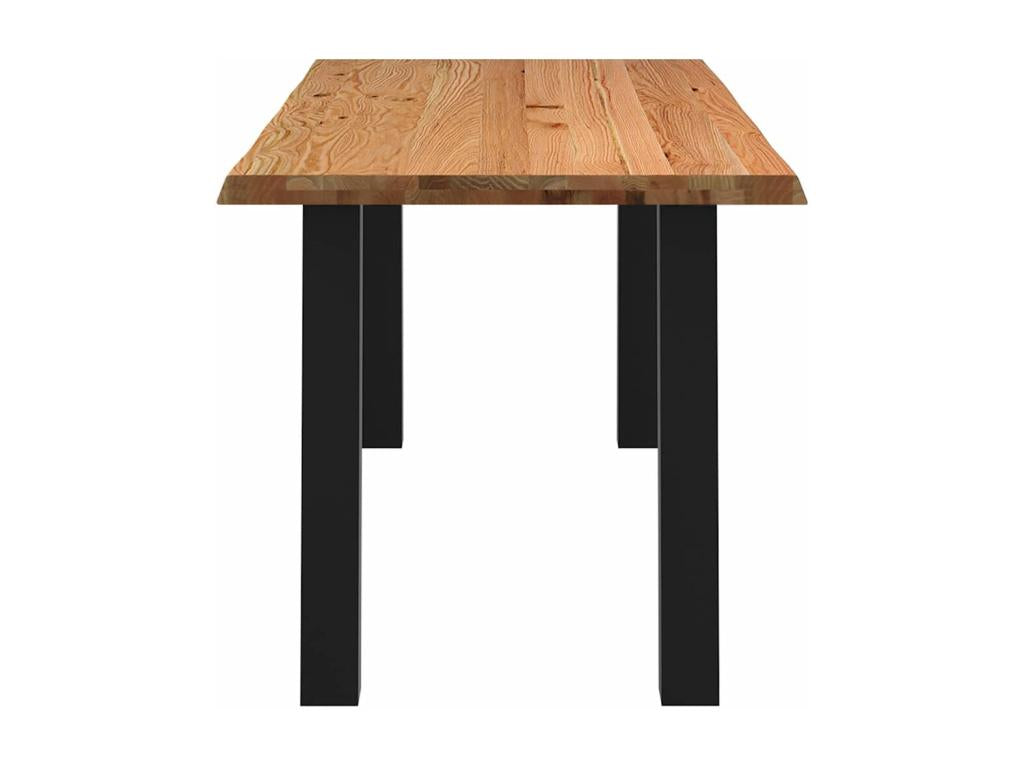 Table à manger marron clair bois de chêne massif rectangulaire NKNH26929