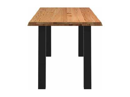 Table à manger marron clair bois de chêne massif rectangulaire NKNH26929