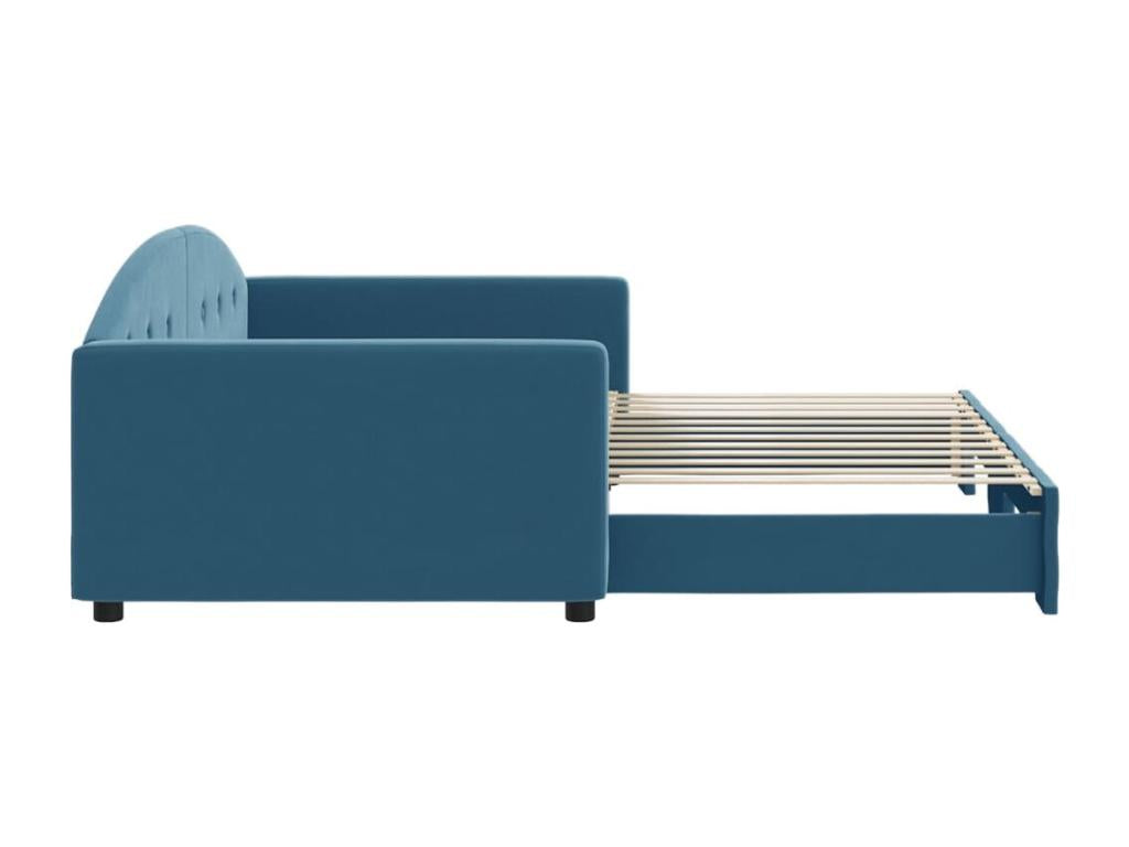 Lit de jour avec gigogne sans matelas bleu 100x200 cm TLAJ10555