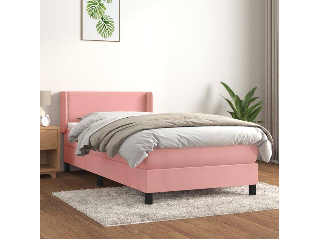 Lit à sommier tapissier avec matelas Rose 100x200 cm Velours XLRY46771