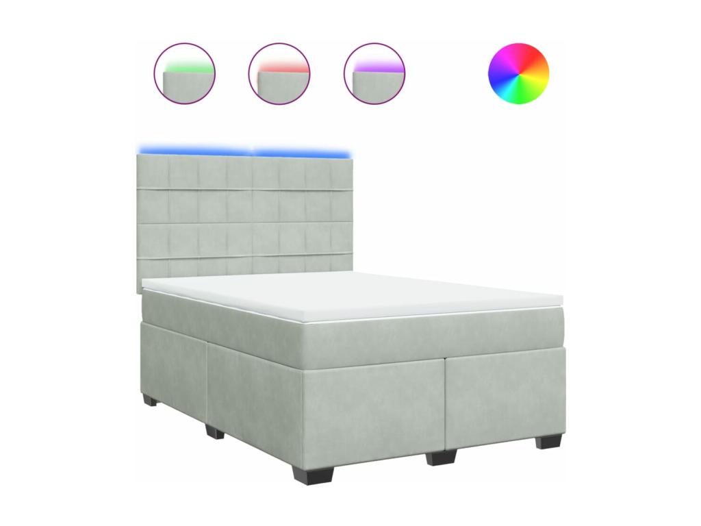 Sommier à Boislis de lit et matelas Gris clair 160x200cm Velours XZNO80855