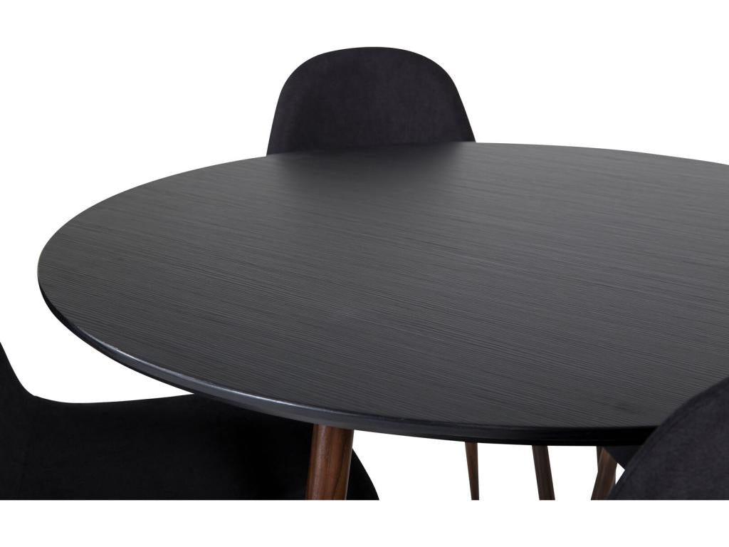 PlazaBLWA100 ensemble table table noir et 4 Ventoriq chaises noir. DCEI71694