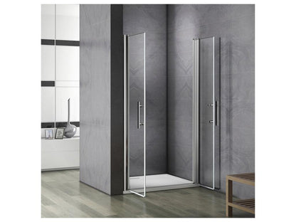 Porte de douche battante 120x187cm porte de douche pivotante à 180 en verre 6mm anticalcaire installation en niche HCMY15845