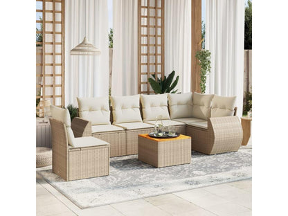 Salon de jardin avec coussins 7 pièces beige résine tressée YGXX25344