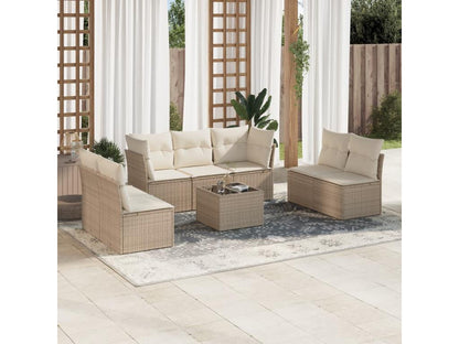 Salon de jardin avec coussins 8 pièces beige résine tressée QNYS28105