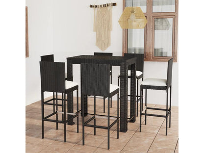 Ensemble de bar d'extérieur 7 pcs coussins Résine tressée Noir HFAY11389