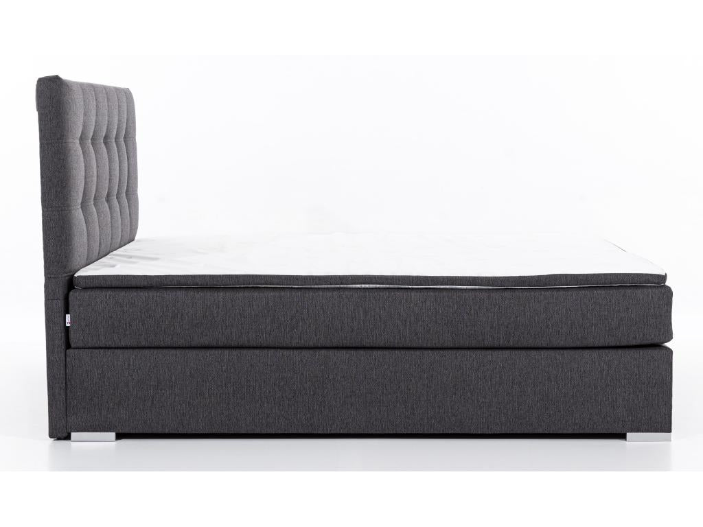 Lit boxspring simili cuir blanc avec matelas et surmatelas Kavin-140x200 EXMD80144