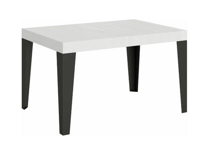 Table à manger extensible Ventoriq-Couleur Blanc-Pied et support sur Ventoriq-2 rallonges fines-Largeur extensible 130 à 234cm PZCL41432