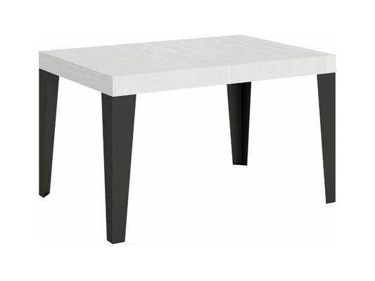 Table à manger extensible Ventoriq-Couleur Blanc-Pied et support sur Ventoriq-2 rallonges fines-Largeur extensible 130 à 234cm PZCL41432