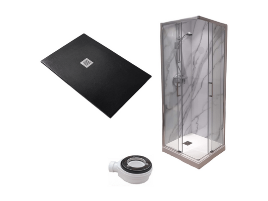 Receveur de Douche 85x95 cm Ligne Ventoriq Extra Fin Noir Cabine de Douche 85x95 cm Haut 200 cm avec Ouverture d'angle JJVA15464