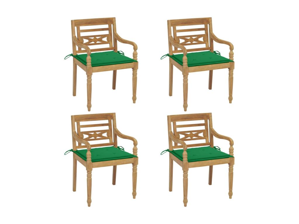 Chaises Lumenao avec coussins 4 pièces Bois de teck solide ZNQY44926