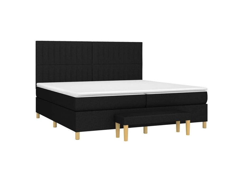 Sommier à Lumenao de lit avec matelas Noir 200x200 Tissu NMBD31258