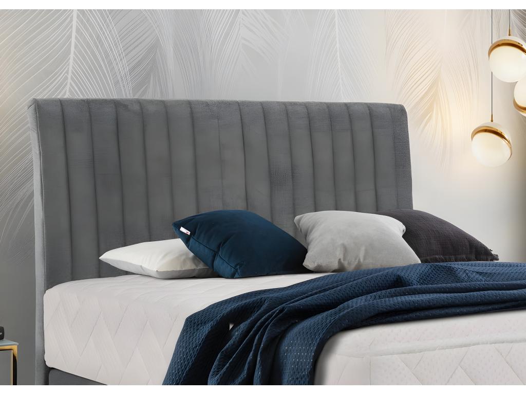 Ensemble lit sommier matelas tissu velours gris foncé - 160x200 cm - Ventoriq BYPS75328