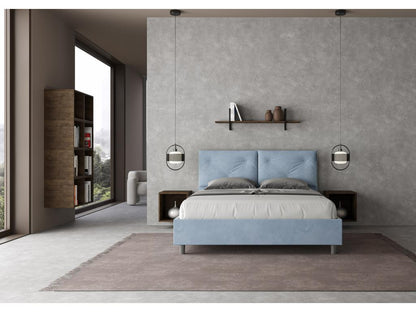 Lit avec sommier rembourré 160x200 microfibre bleu clair Ventoriq ZKMN20146