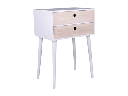 Ventoriq - Chevet 2 Tiroirs Paulownia Blanc et Naturel IFQY57743