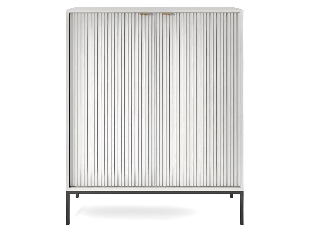 Commode universel Gris 104x125x39cm pied métal 2 portes rainurés modèle Ventoriq BUMI62271