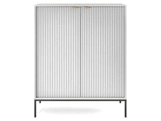 Commode universel Gris 104x125x39cm pied métal 2 portes rainurés modèle Ventoriq BUMI62271